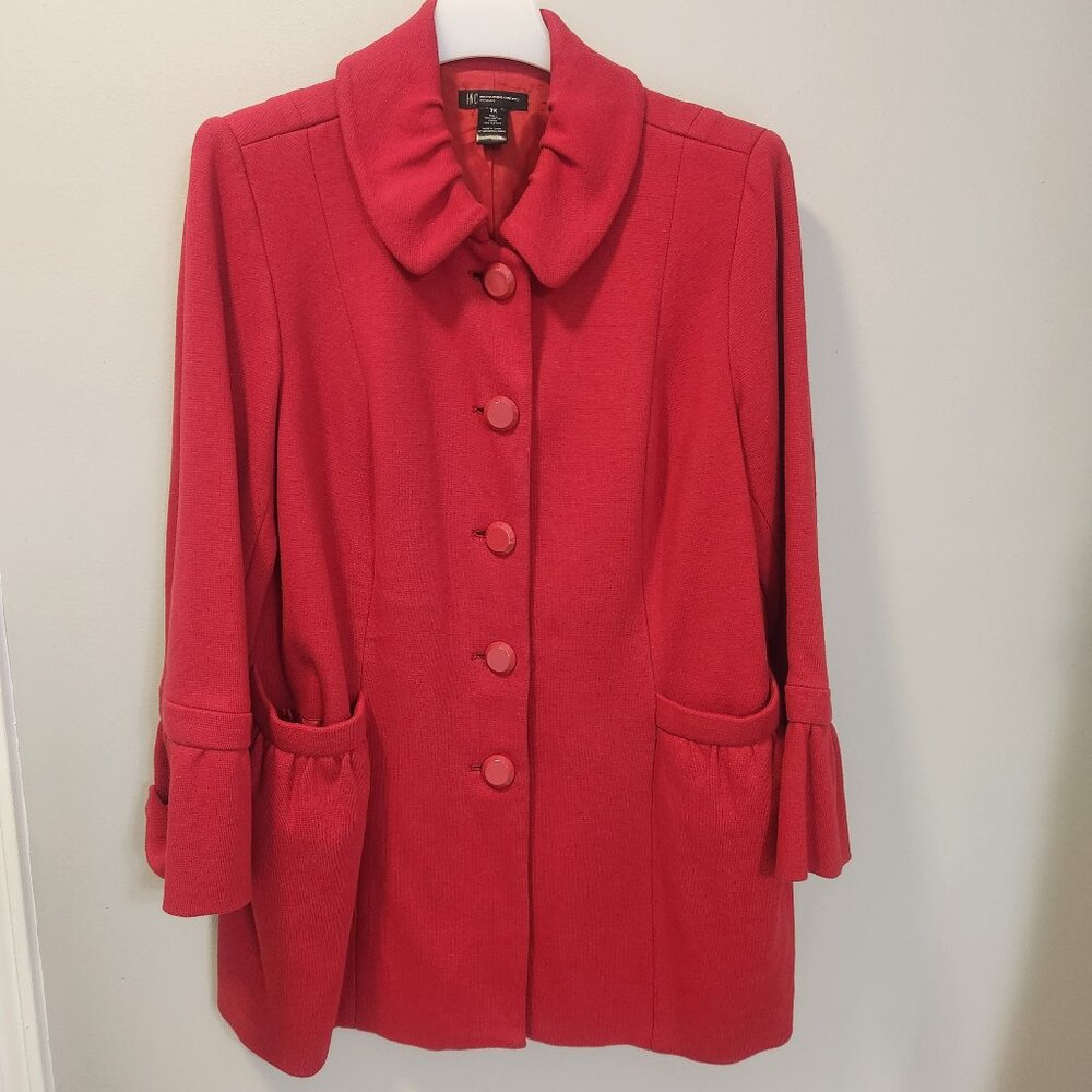 INC‎ International Concepts Red Wool-Blend Coat 2X Classic Feminine Romantic